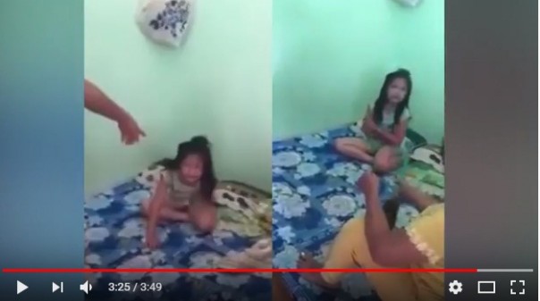 Tragic, a mother hit and slapped her daughter very brutal, used a broom