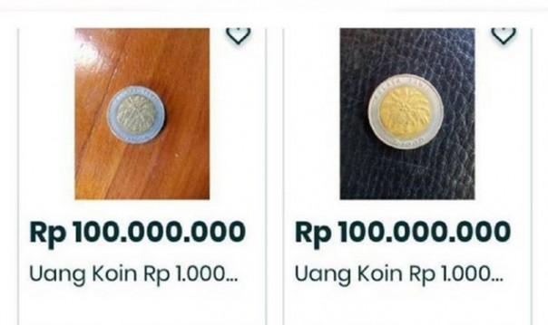 Uang koin Rp 1.000 dijual dengan harga fantastis.