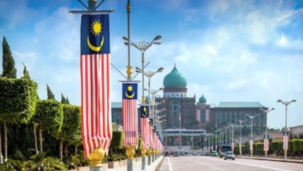 Ilustrasi sudut jalan ke Gedung Pemerintahan Malaysia. 