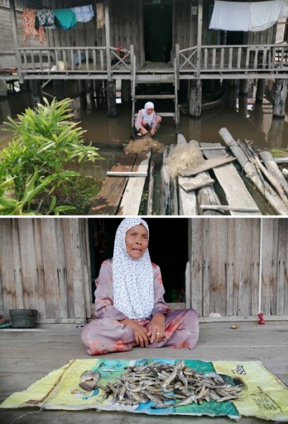 Nek Mitun (63) salah seorang warga di Desa Kuala Terusan, Pelalawan, Riau yang masih tetap bekerja di usia senja. /Dok ACT Riau.