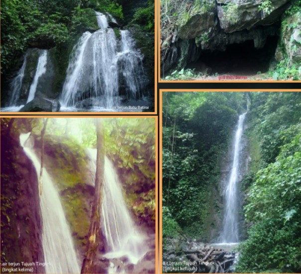 Air Terjun dan Goa Batu Batirai, dan Air Terjun Tujuah Tingkek di kawasan Cagar Alam Lembah Anai, Sumatera Barat.