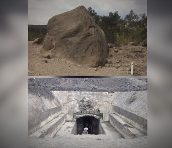 Batu alien dan bunker Kaliadem di gunung Merapi.
